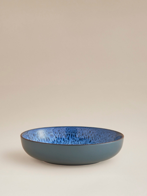 Blue Reactive Glaze Stoneware Serving Bowl