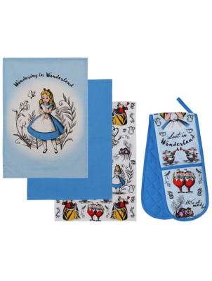 Alice In Wonderland Oven Glove & Tea Towel Set Home at ASDA