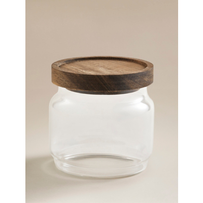 George Clear Acacia Lid Canister - 400ml - Clear