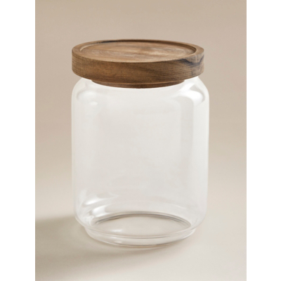 George Clear Acacia Lid Canister - 700ml - Clear