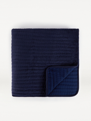 Navy Luxury Velvet Throw Home at ASDA