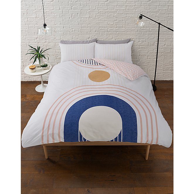 White Geometric Arch Reversible Duvet, George At Home Duvet Covers
