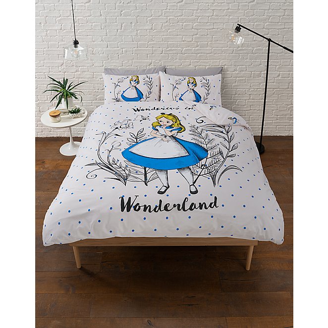 Kids Alice In Wonderland White & Blue Single Duvet Cover Set 