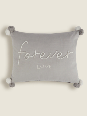 Grey Forever Love Slogan Cushion Home at ASDA