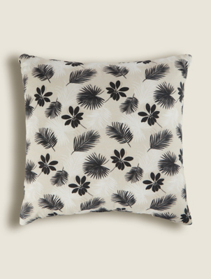 Monochrome Palm Print Outdoor Cushion Home at ASDA