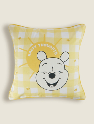 Disney Winnie The Pooh Yellow Gingham Cushion Home at ASDA