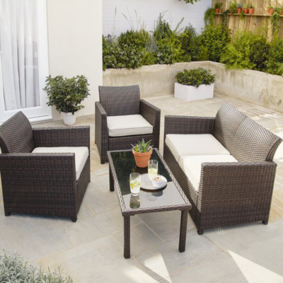 Brown Jakarta Outdoor Sofa Set 4 Piece Outdoor & Garden at ASDA