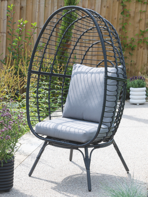 Black Novaro Egg Chair Outdoor & Garden at ASDA