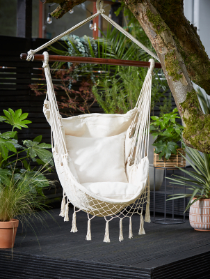 Cream Canvas Hanging Chair Outdoor & Garden at ASDA