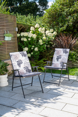 White Abstract Leaves Miami Cushions Set of 2 Outdoor & Garden