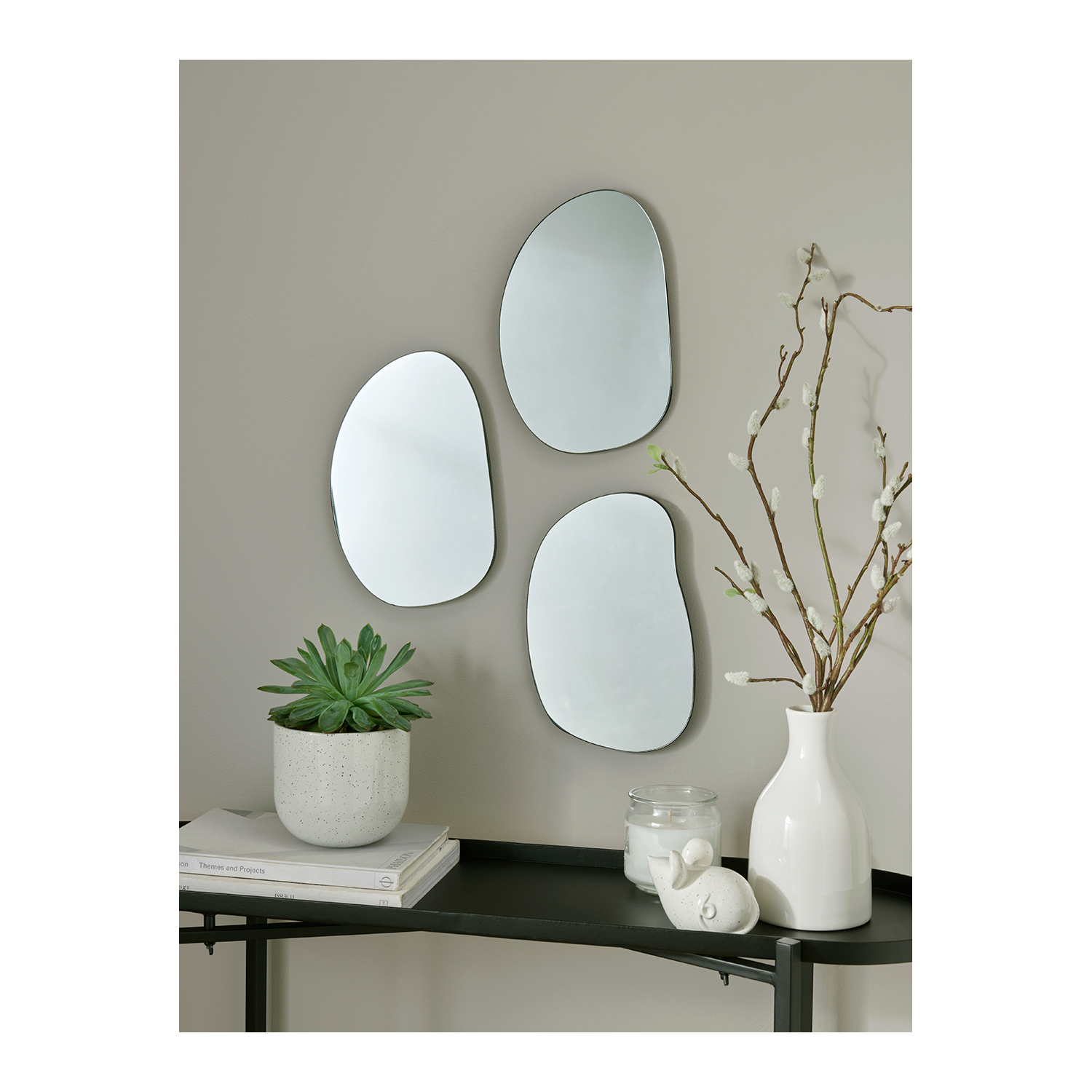 George Clear Pebble-Shaped Mirror - Set Of 3