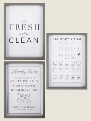 Grey Laundry Framed Wall Art Set of 3 Home at ASDA