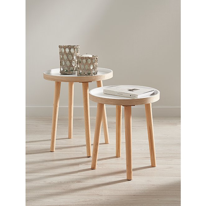 White Side Tables Set Of 2 Home, Small White End Table Round