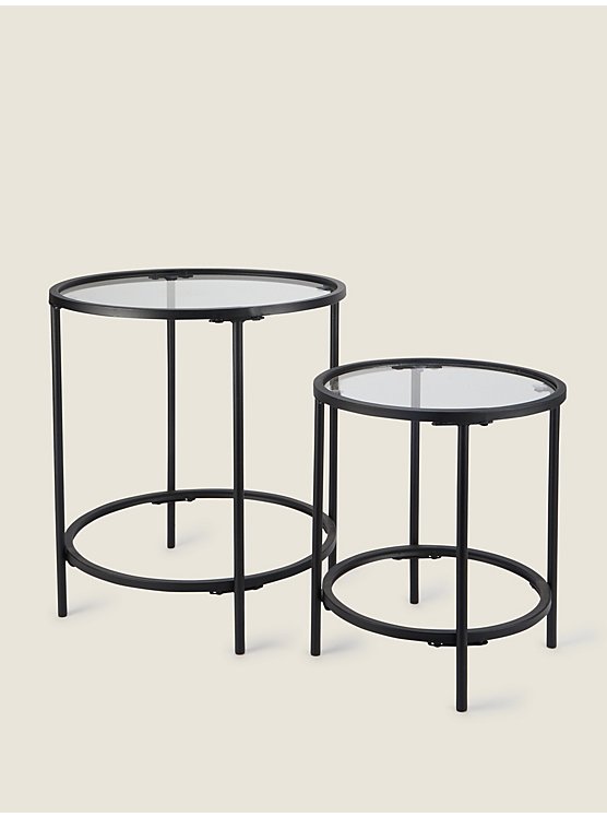 Black Metal and Glass Side Tables | Home | George at ASDA