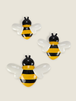Yellow Bee Wall Art Set of 3 Home at ASDA