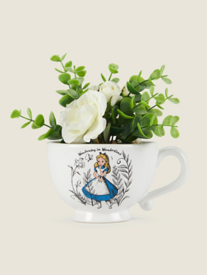 Alice In Wonderland Teacup With Artificial Roses Home at ASDA