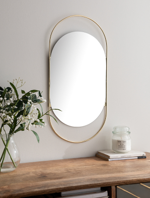 GoldTone Lozenge Mirror Home at ASDA