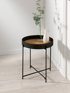 Black French Cane Side Table