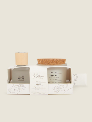 White No. 2 Relax Scented Candle & Reed Gift Set Home at ASDA