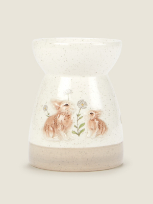 White Bunny Graphic Ceramic Oil Burner Home at ASDA