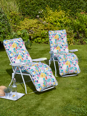 Groovy Floral Print Miami Relaxer Set of 2 Outdoor & Garden