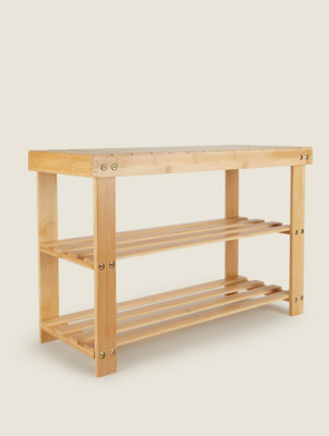 Bamboo Storage Bench Home at ASDA