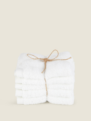 Just Wellness White Bamboo Face Cloths Set of 5 Home at ASDA
