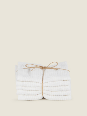 Just Wellness White Waffle Face Cloths Set of 5 Home at ASDA