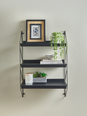 Black Metal 3Tier Wall Shelf Home at ASDA
