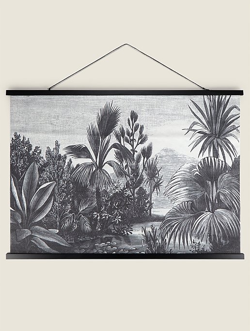 Black Large Hanging Palm Print Canvas