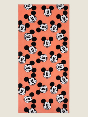 Disney Mickey Mouse Printed Coral Beach Towel Home at ASDA
