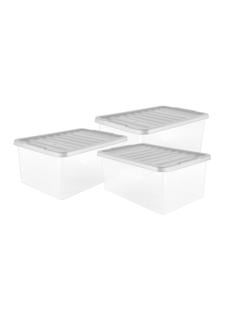 TU 45L Grey Plastic Storage Boxes - Pack of 3 | Home | George at ASDA