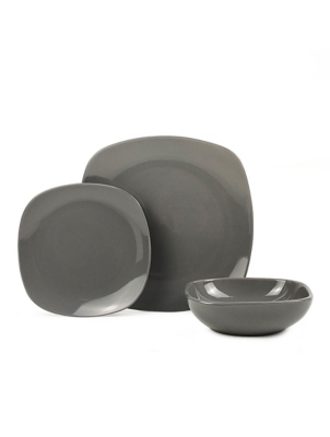 Grey Square Dinner Set 12 Piece Home at ASDA