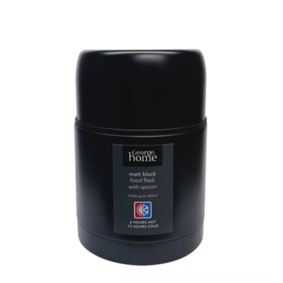 George Black Stainless Steel Flask with Spoon