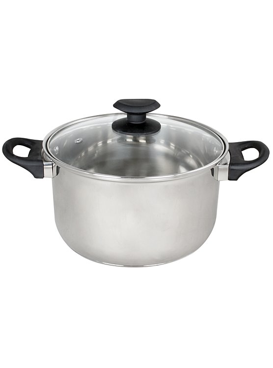 Clear Glass Soup Stock Pot With Lid & Tick Mark, Ideal For Stews