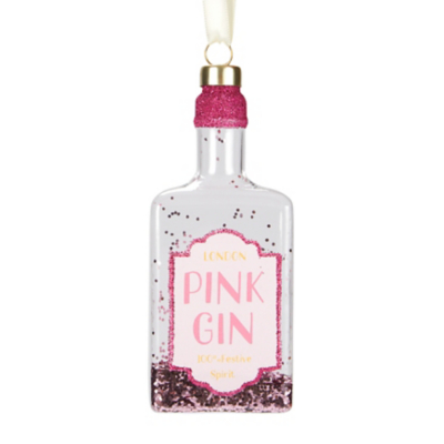 Pink Gin Glass Bauble Christmas at ASDA
