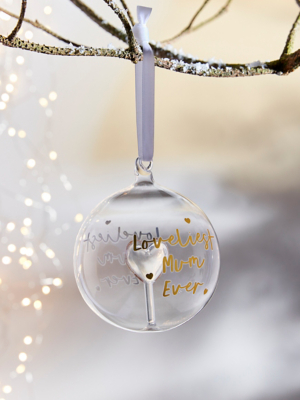 Clear Loveliest Mum Ever Christmas Bauble Christmas at ASDA