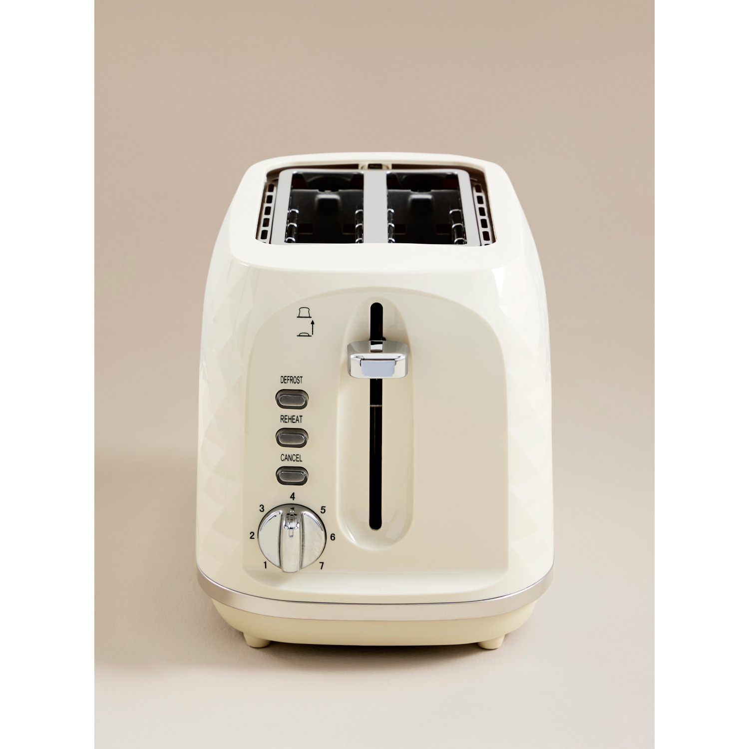 George Cream Diamond Textured 2-Slice Toaster