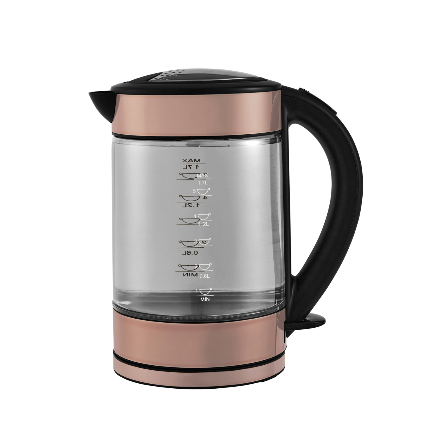 George Rose Gold Glass Fast Boil Kettle 1.7L