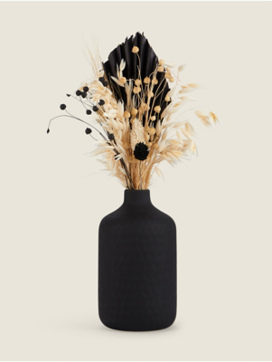 Dried Floral Arrangement in Black Vase Home at ASDA