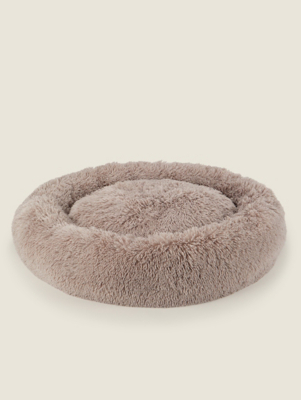 Natural Large Donut Sherpa Pet Bed Home at ASDA