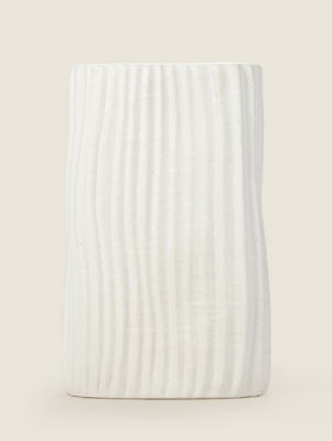 White Ribbed Lozenge Vase Home at ASDA