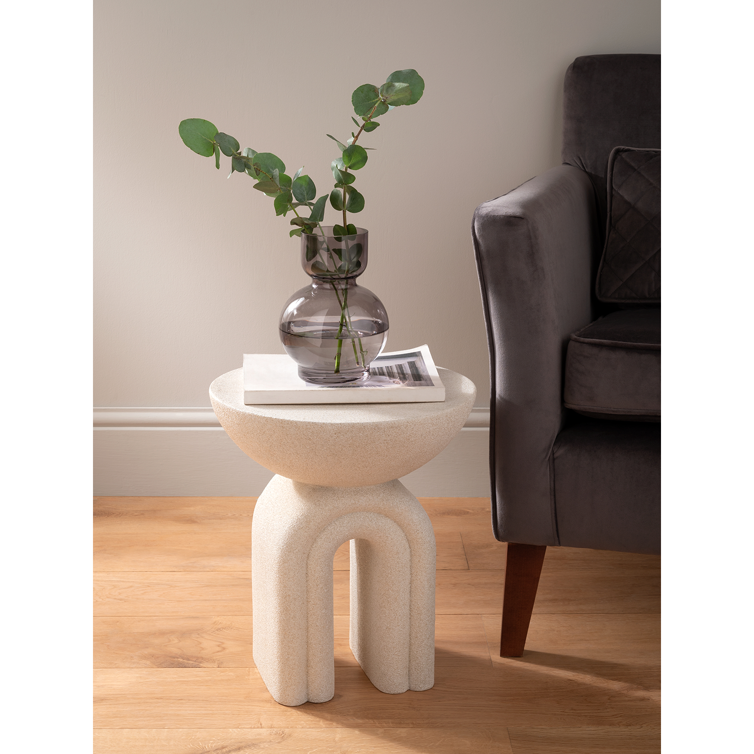 George Cream Speckled-Effect Rainbow Side Table