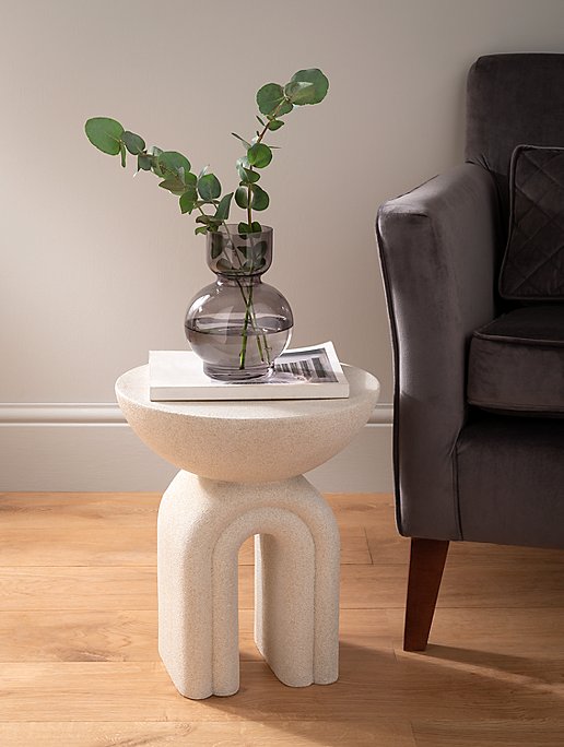 Cream Speckled-Effect Rainbow Side Table