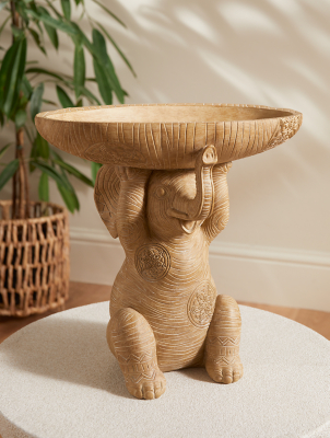 Natural WoodEffect Elephant Bowl Home at ASDA
