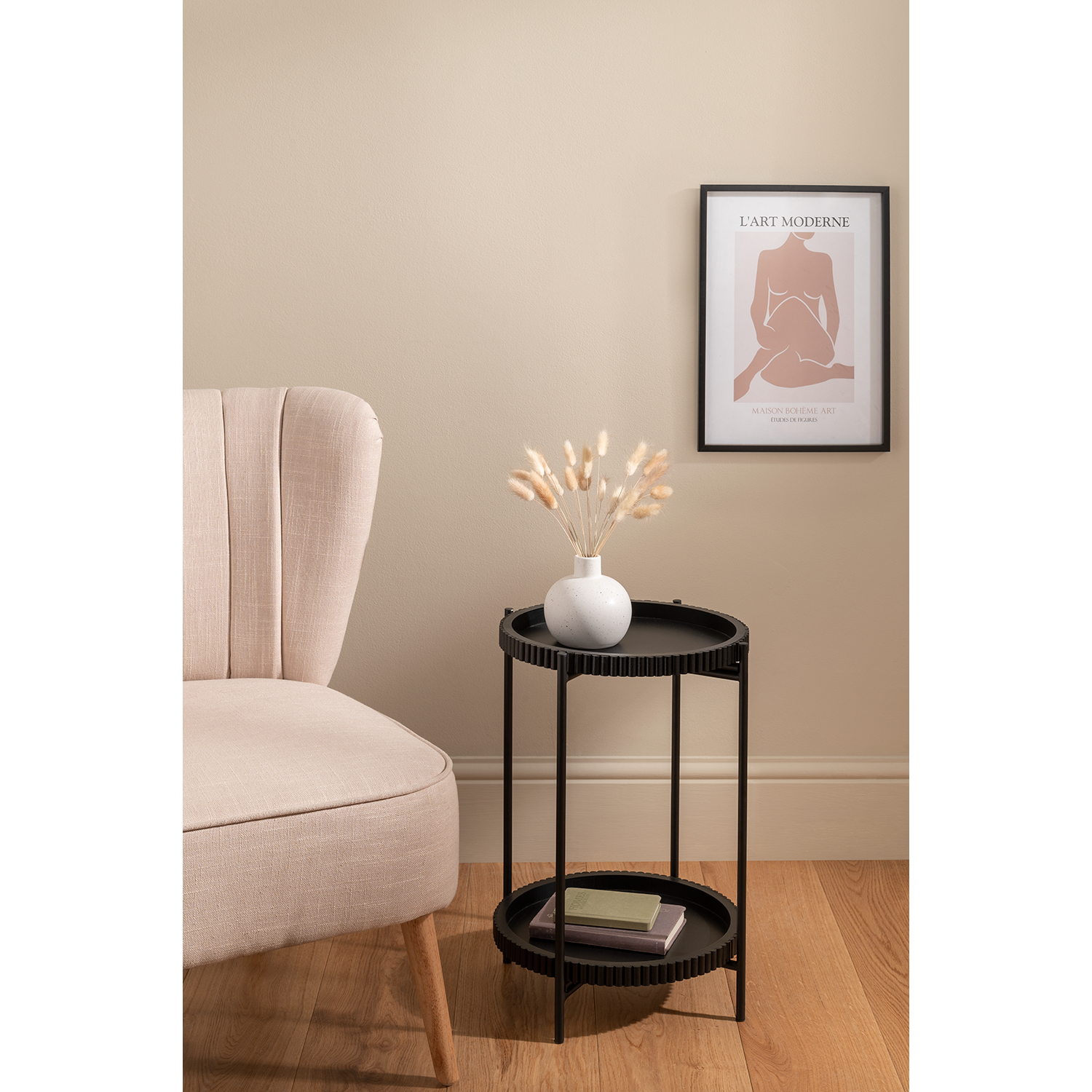 George Black Ribbed Side Table
