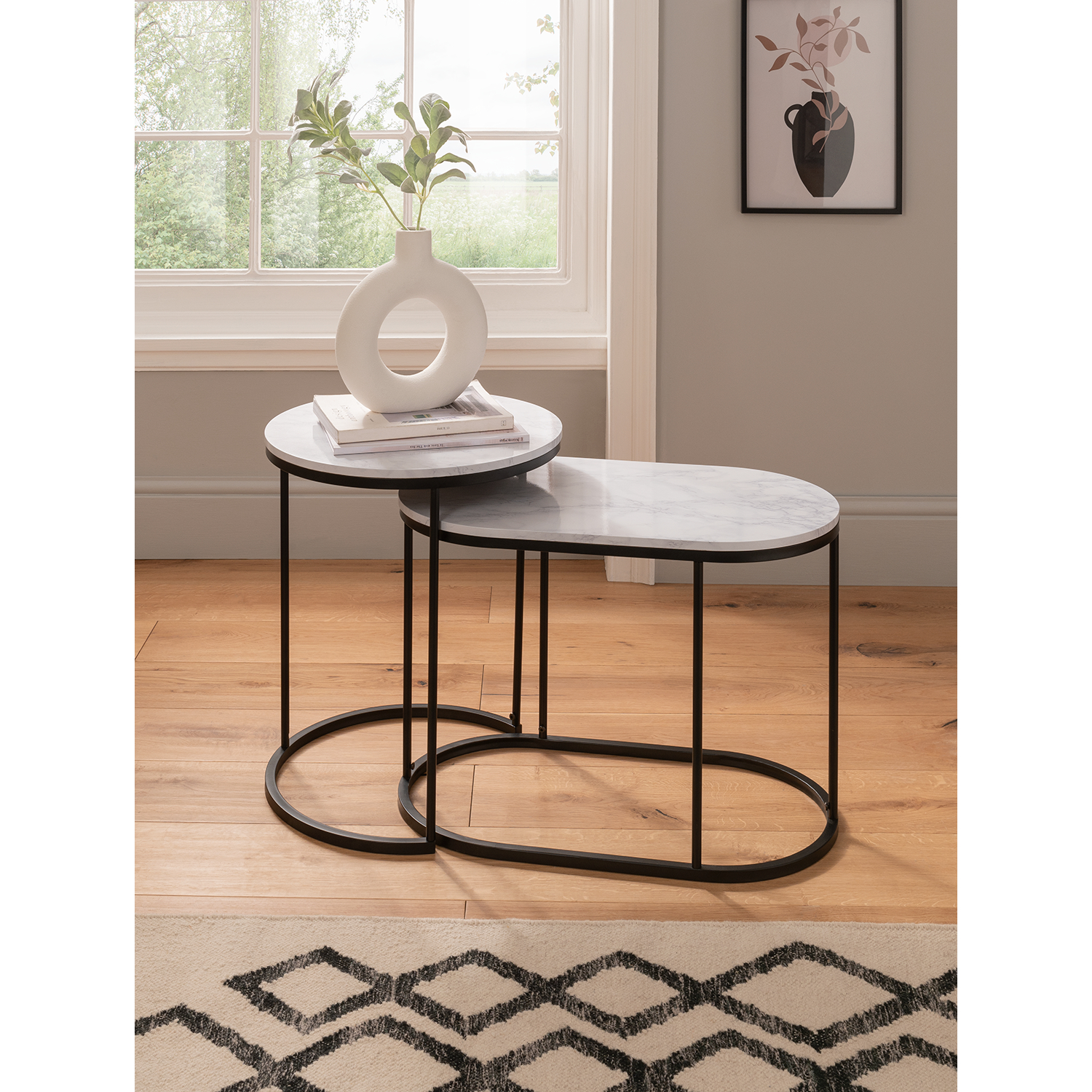 George Black Marble Table - Set Of 2