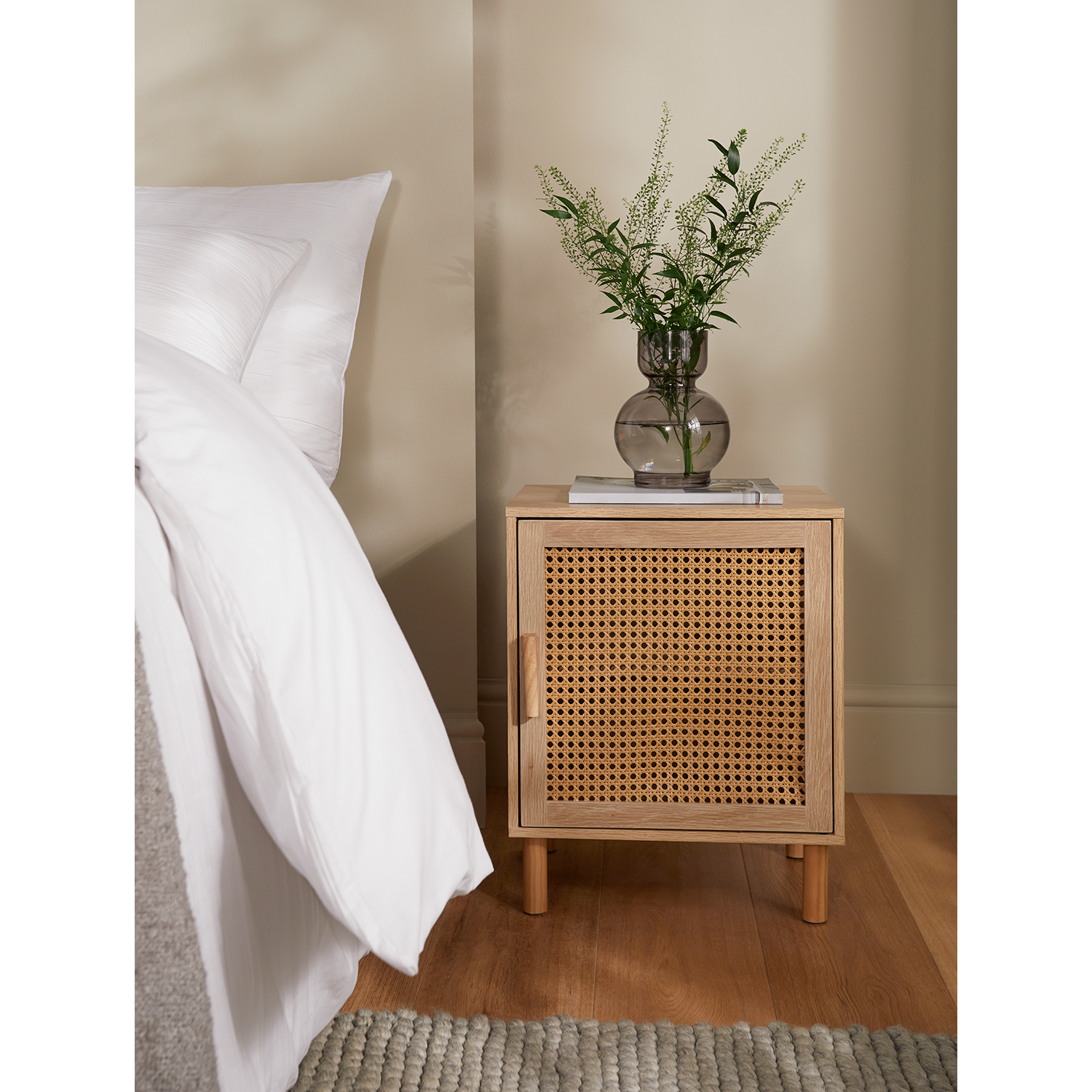 George Natural Rattan Bedside Table