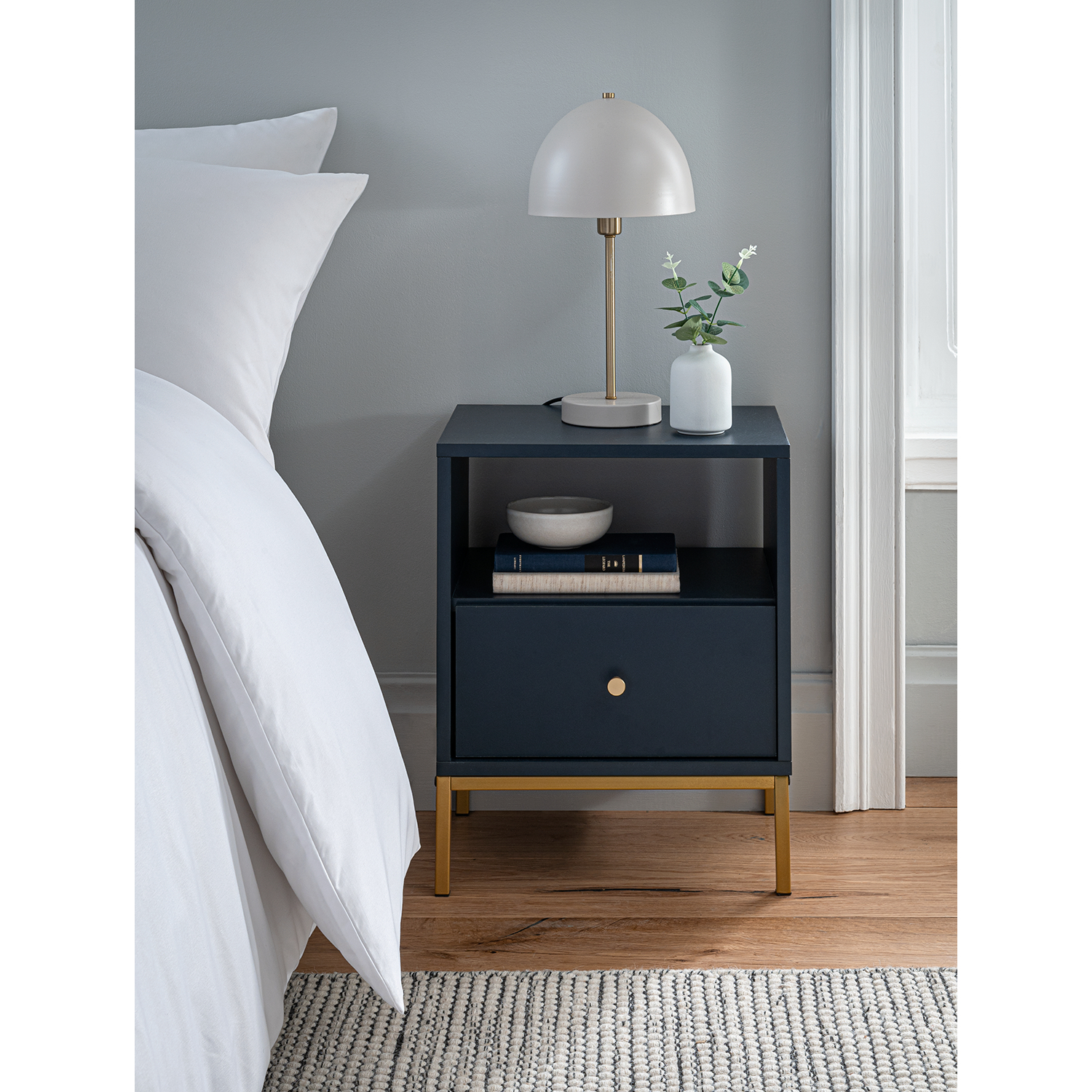 George Navy Bedside Table