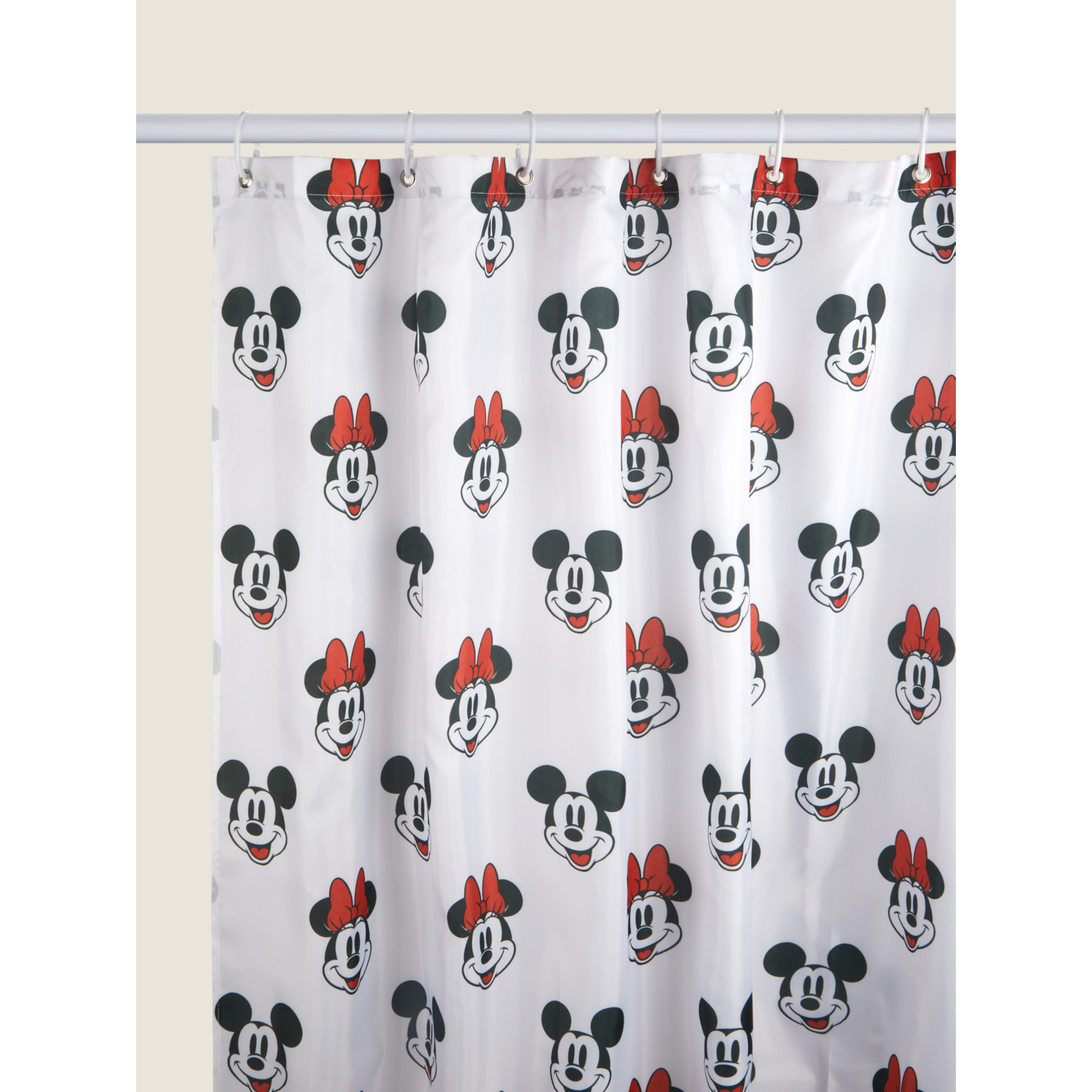 Disney White Retro Mickey & Minnie Mouse Shower Curtain